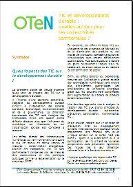 Etude - OTeN - TIC, développement durable, collectivité territoriales