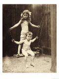 Air Bath Swing Girl and a Boy on a Swing 20th Century