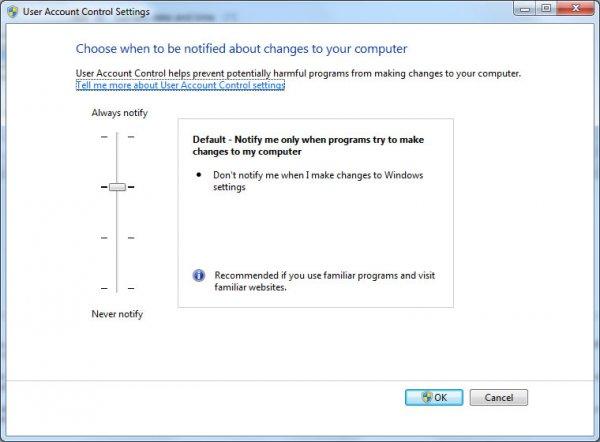 Microsoft ne corrigera pas l’UAC dans Windows 7