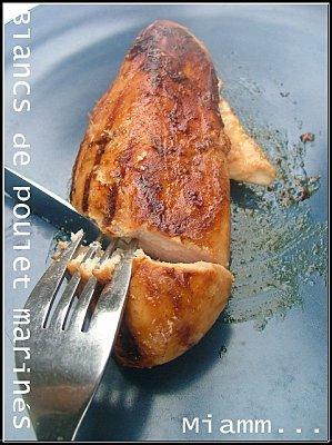 Blancs de poulet en sucré salé, marinés et grillés