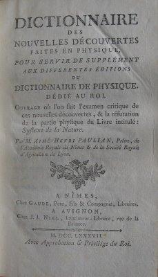 Bibliophilie physicienne, les écrits de Paulian
