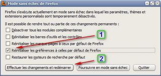 Mode sans échec - Restaurer les paramètres de Firefox