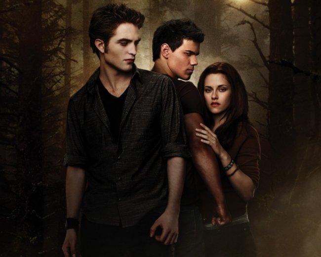 Les acteurs de Twilight dans le clip de la chanson thème de New Moon ? - Robert Pattinson, Kristen Stewart et Taylor Lautner sur l'affiche de Twilight New Moon