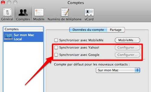 contacts Comment synchroniser iCal et Carnet d’adresses avec Google et Yahoo [Mac]