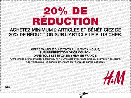 Post image for 20% de réduction chez H&M jusqu’au 12 septembre