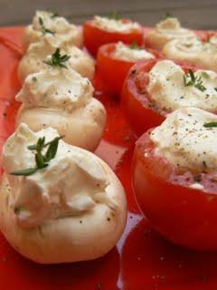 Idée apéro : Champignons & tomates farcis aux fromages frais