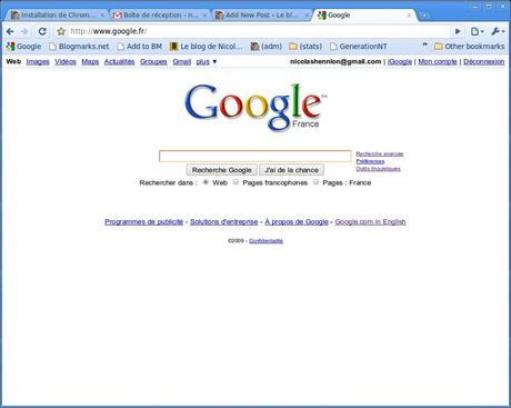 Chromium display Google.fr