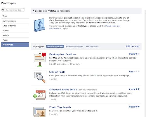 facebook prototypes Facebook lance les applications «Prototypes»