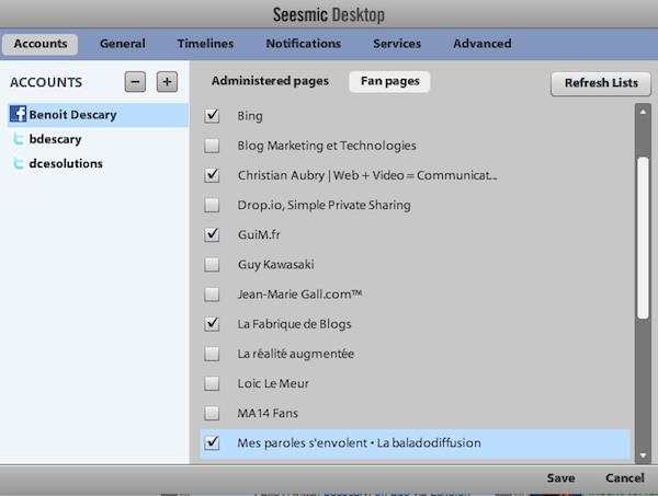 seesmic 2 Seesmic Desktop supporte les fan pages de Facebook