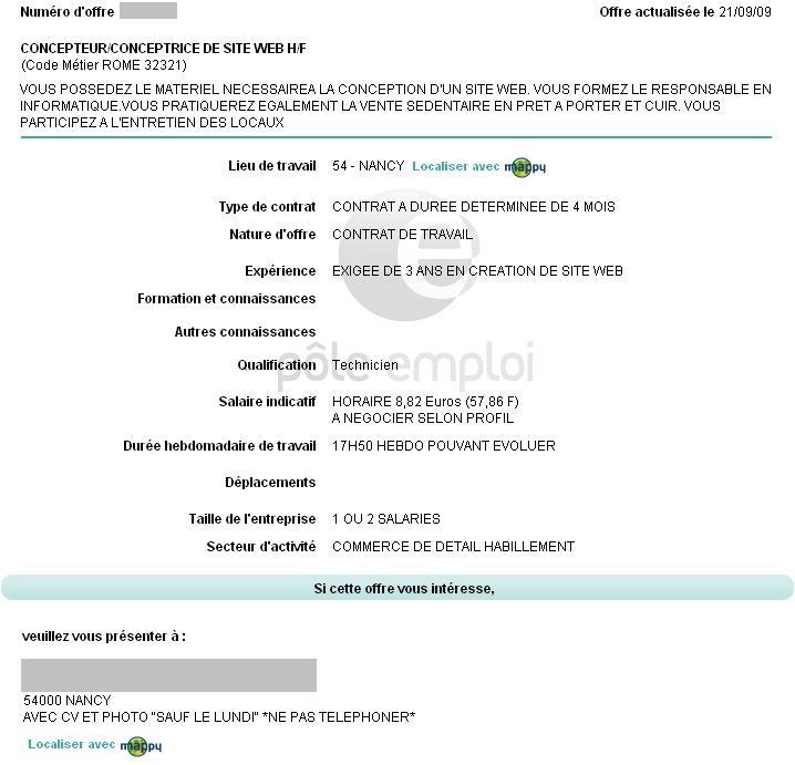 Offre d’emploi Web : La pire offre que j’ai vu