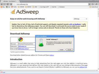 Google Chrome 4 - Installation extension AdSweep