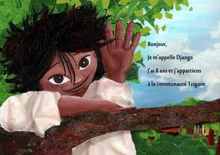 illustration par l'illustration laure phelipon pour un album jeunesse d'un petit garçon se prénommant Django