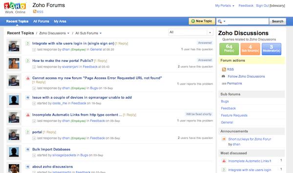 zoho discussions 1 Zoho lance une application de forum de discussion