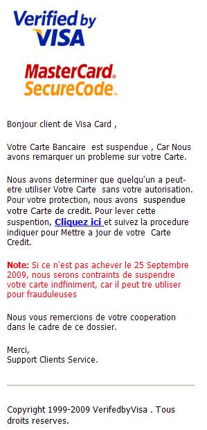 Votre Carte Bancaire est suspendue