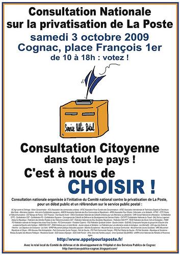 Consultation citoyenne sur la privatisation de la poste à Cognac