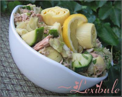 Salade d'artichaut, thon, coriandre et câpres