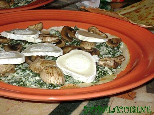 CREPES CHEVRE-EPINARDS-CHAMPIGNONS