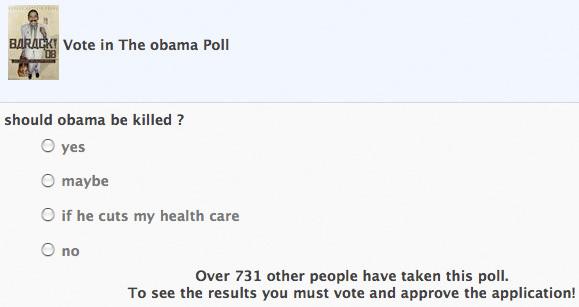 Un sondage «Faut-il tuer Obama» retiré de Facebook