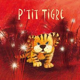 un petit tigre dans la savane qui cherche sa maman fond rouge couleur de couché de soleil pour un album jeunesse par l'illustratrice laure phelipon