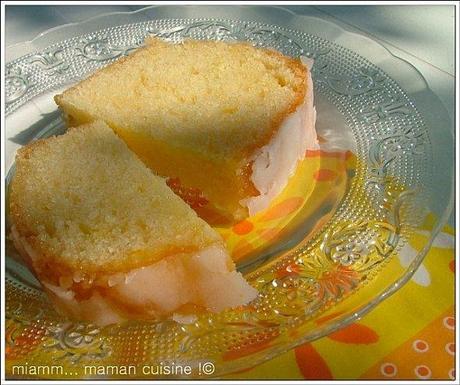 Cake au citron & mascarpone, glacé à l'abricot & au citron