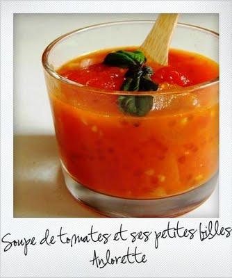 Se débarasser de ses veilles tomates #3 : une soupe de tomates aux perles du Japon!