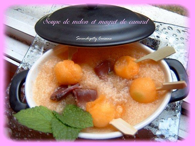 Soupe de melon et magret de canard