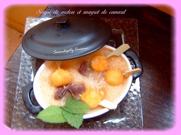 Soupe de melon et magret de canard