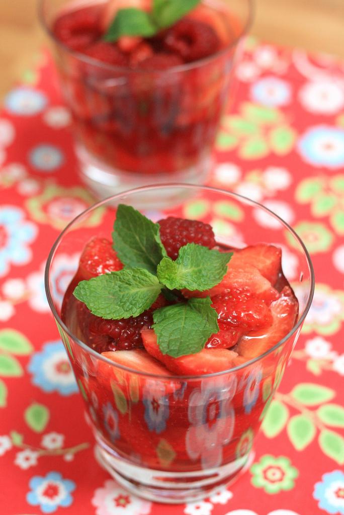 Fruits rouges au thé à la menthe