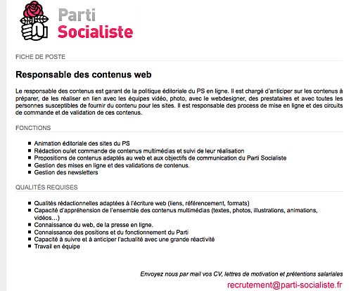 Le Parti Socialiste recrute pour le web... au moins-disant ?