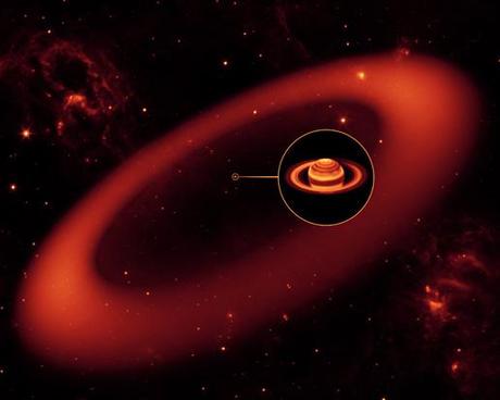 vue dartiste de lanneau de Saturne observé dans linfrarouge par Spitzer