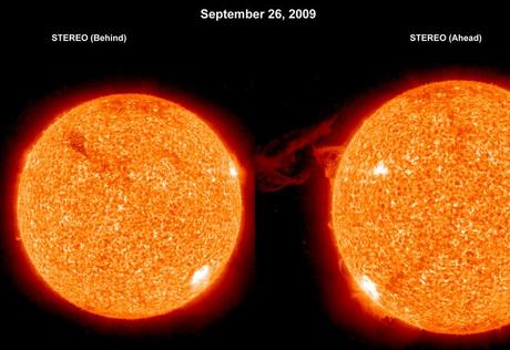 Eruption solaire le 26 septembre 2009 observée par STEREO A et B