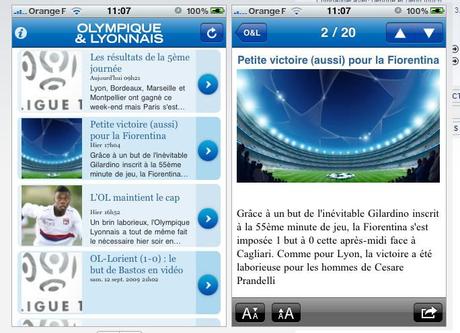 Application iPhone Olympique et Lyonnais