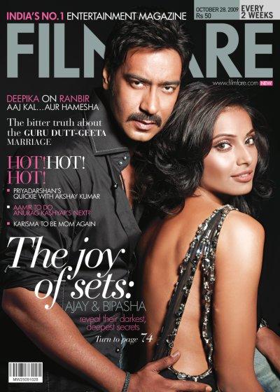 Bipasha Basu et Ajay Devgan en couverture du Filmfare Magazine