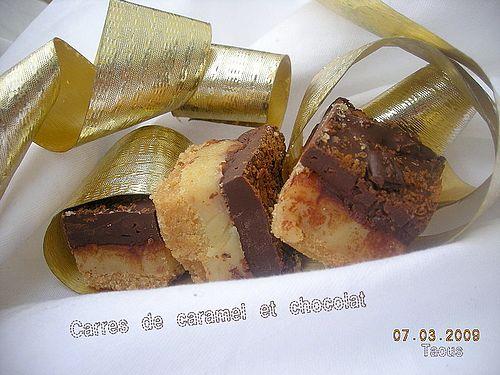 Carrés de caramel et chocolat
