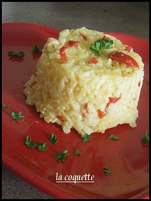 Risotto au poulet et aux poivrons.