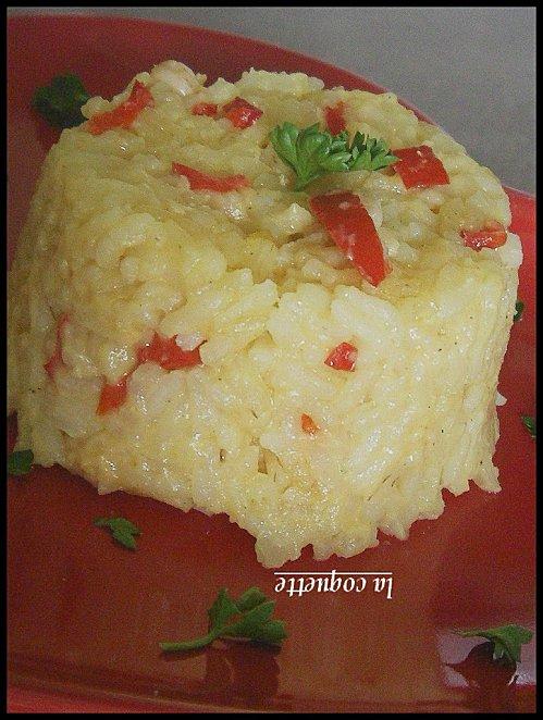 Risotto au poulet et aux poivrons.