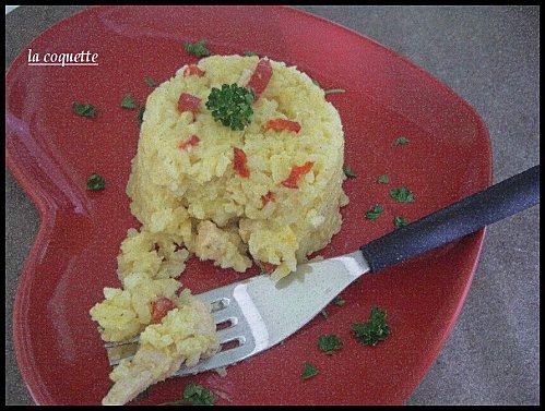 Risotto au poulet et aux poivrons.