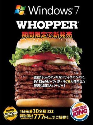 Windows+ Burger King=Windows 7 Whopper!