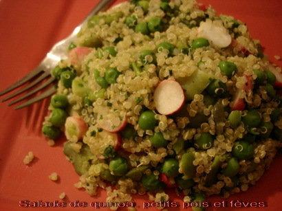 Salade de quinoa, petits pois et fèves