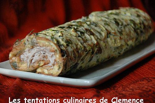 Roulé de courgettes à la crème de sardines au citron confit