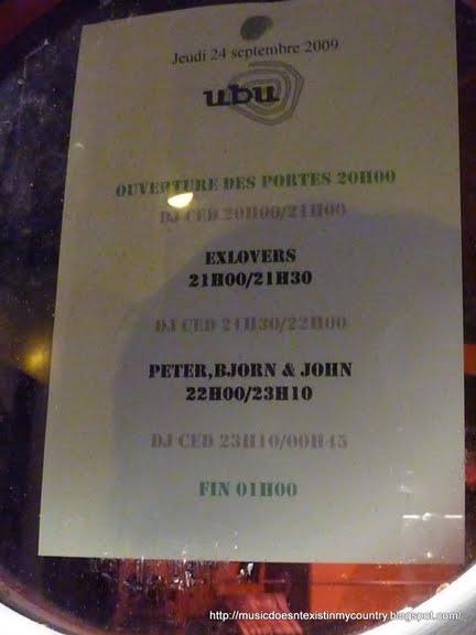 Review Concert : Peter Bjorn & John + Ex-Lovers @ Ubu, Rennes 17/10/09
