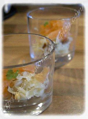 Verrine choucroute à l' orange saumon fumé