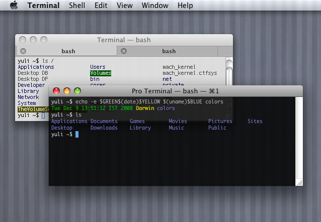 Mac OS X terminal
