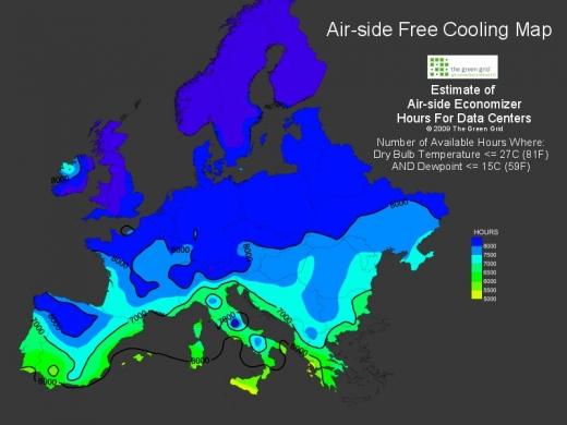 Green Grid - carte europe free cooling