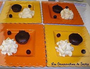 Mini moelleux au chocolat, chantilly au caramel au beurre salé