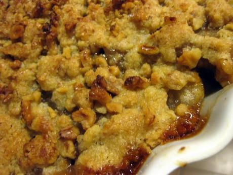 Crumble pommes vertes, noix, sirop d'érable