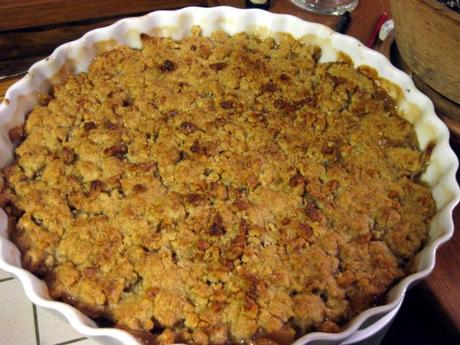 Crumble pommes vertes, noix, sirop d'érable