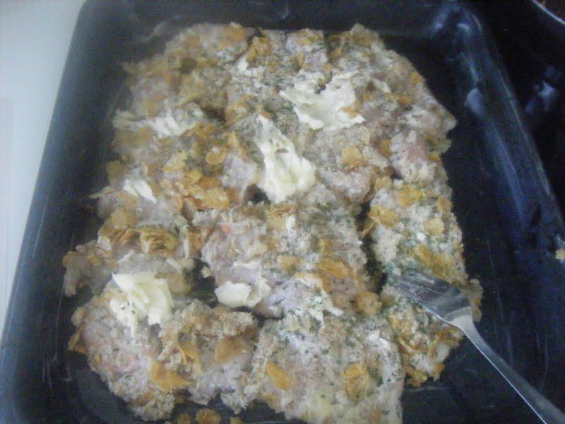 Escalopes de poulet aux champignons et corn flakes