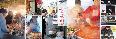 Des plats que l'on peut manger dans la rue, en Corée.