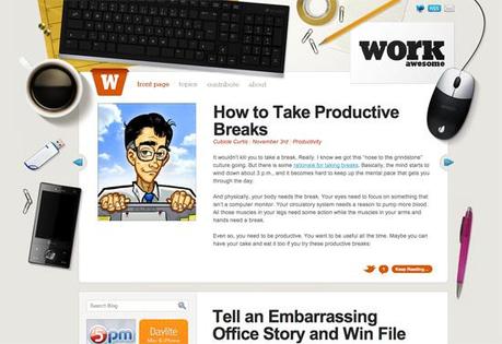 Workawesome in 50 Beautiful and Creative Blog Designs